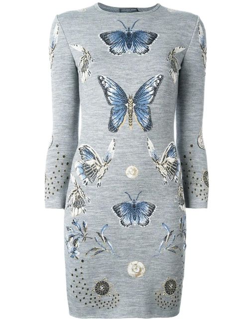 Alexander McQueen butterfly jacquard knit dress - Grey - zdjęcie produktu nr 1
