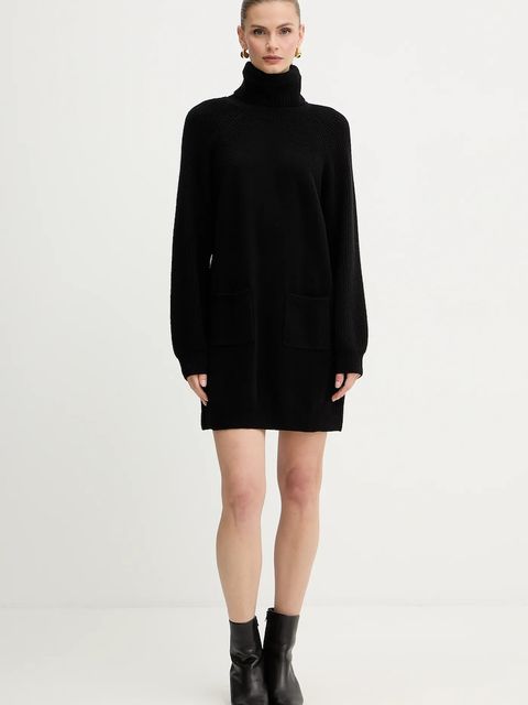 Liu Jo sukienka wełniana kolor czarny mini prosta MF5063 MS009