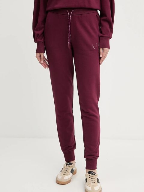 Armani Exchange spodnie dresowe bawełniane damskie kolor bordowy gładkie XW000986 AF16114 - zdjęcie produktu nr 1