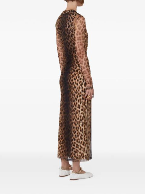 Sportmax leopard print long sleeve dress - Neutrals