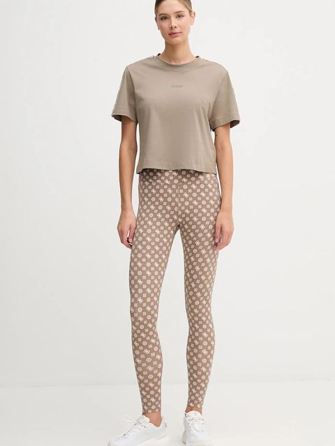 Guess legginsy PEONY damskie kolor beżowy wzorzyste V5YB18 MC03W