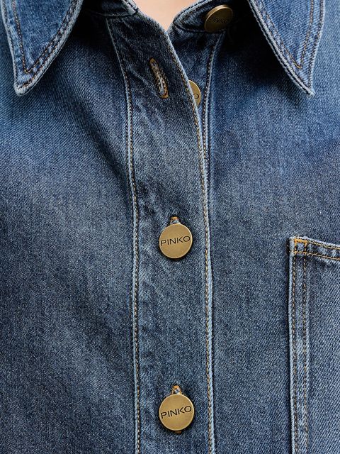Pinko koszula jeansowa damska kolor niebieski relaxed z kołnierzykiem klasycznym 105669 A2TX