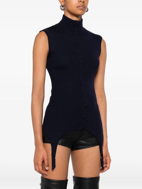 Jean Paul Gaultier ribbed sleeveless top - Blue - zdjęcie produktu nr 2