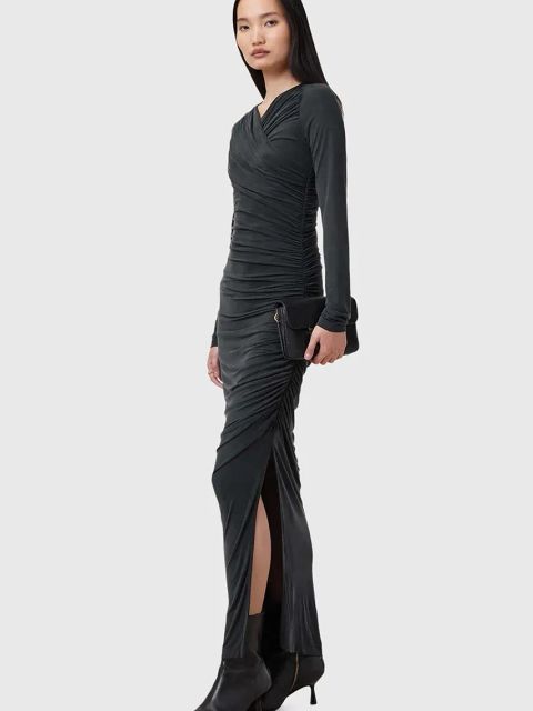 AllSaints sukienka HANAKO CUPRO kolor czarny maxi dopasowana W015DC