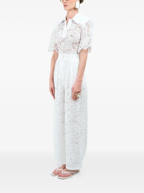 Rowen Rose lace carrot trousers - White