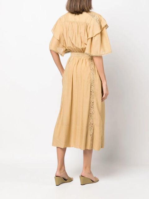 MARANT ÉTOILE Galina guipure lace-trim dress - Neutrals