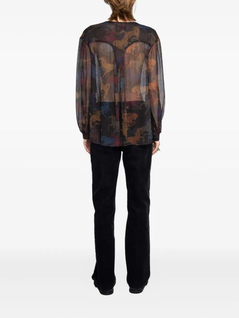 Zadig&Voltaire horse-print lace-up top - Brown