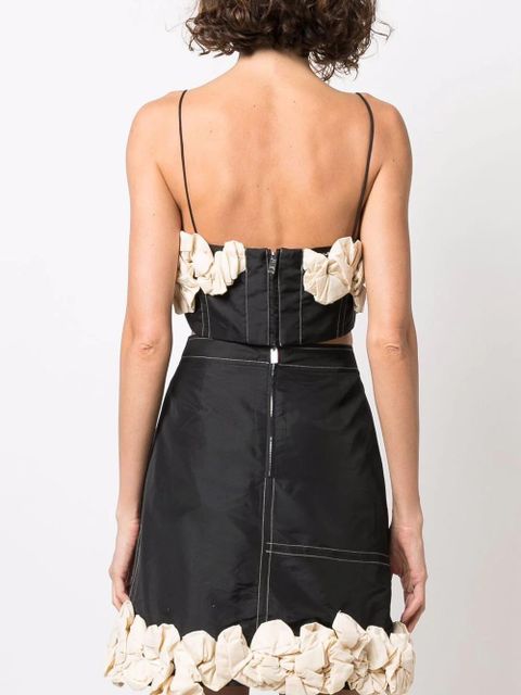 GANNI gathered-detail crop top - Black