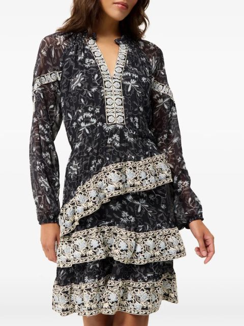 Marie Oliver Yazmine floral-print ruffled dress - Blue