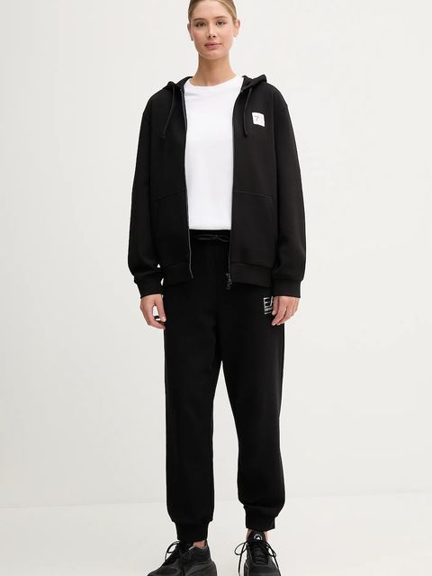 EA7 Emporio Armani bluza damska kolor czarny z kapturem z aplikacją AF12116.7X000250 - zdjęcie produktu nr 2