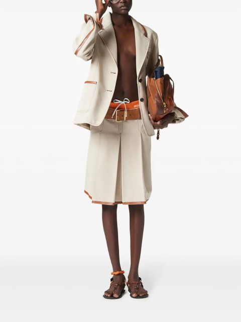 Miu Miu logo-embroidered pleated skirt - Neutrals - zdjęcie produktu nr 2