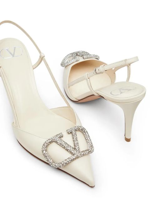 Valentino Garavani 80mm VLogo Signature slingback pumps - White