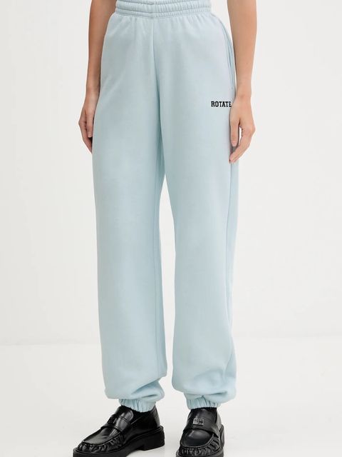 Rotate spodnie dresowe bawełniane damskie kolor niebieski gładkie 114378184 - zdjęcie produktu nr 1