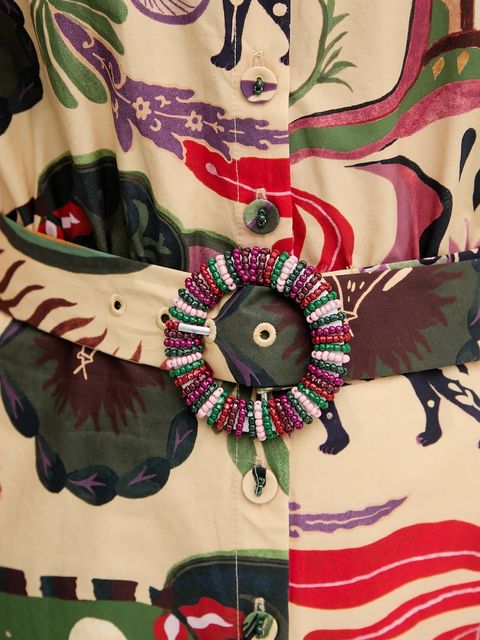 Farm Rio sukienka bawełniana kolor beżowy mini prosta 350089