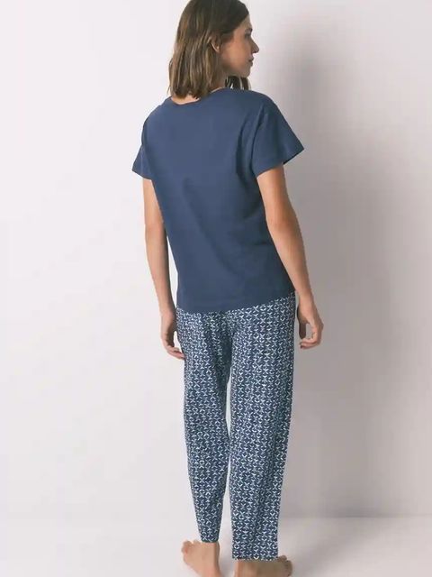 women'secret piżama bawełniana damska kolor granatowy bawełniana 3132101