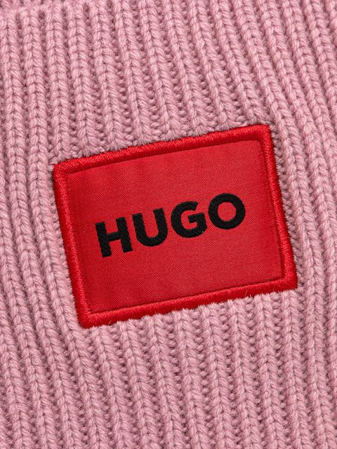 HUGO czapka wełniana kolor różowy z grubej dzianiny wełniana 50502579 - zdjęcie produktu nr 2