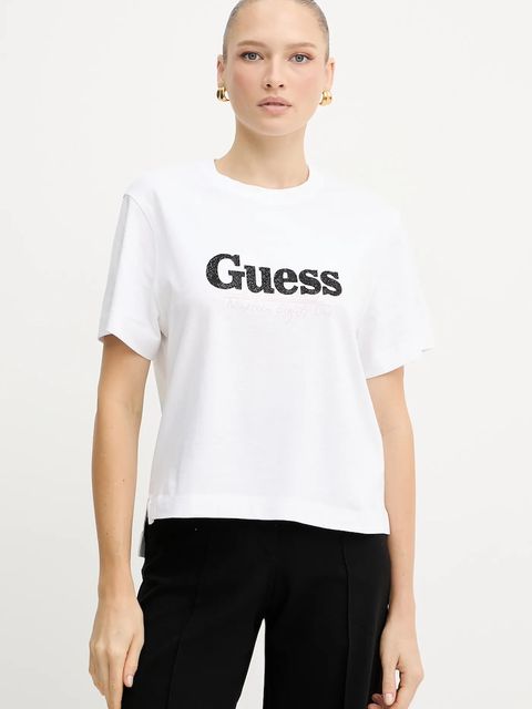 Guess t-shirt bawełniany damski kolor biały W5YI07 I3Z14 - zdjęcie produktu nr 1