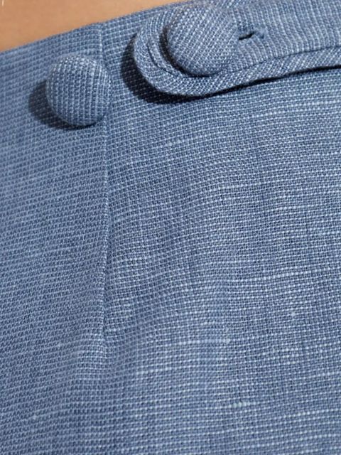 Posse button-detailing linen tailored shorts - Blue