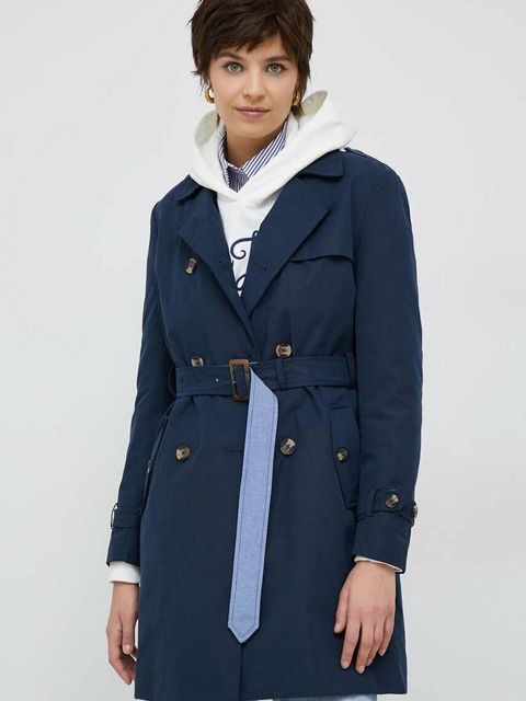 Pepe Jeans płaszcz damski kolor granatowy przejściowy dwurzędowy - zdjęcie produktu nr 1