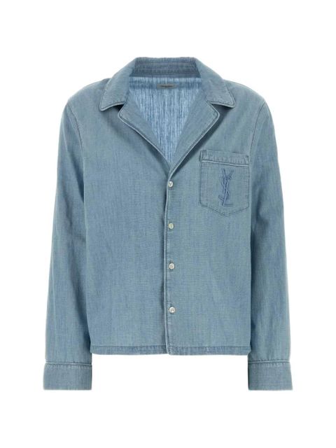 Saint Laurent Cassandre shirt in chambray - Blue - zdjęcie produktu nr 1