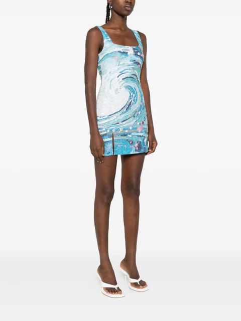 STAUD Le Sable tidal-wave sequin mini dress - Blue