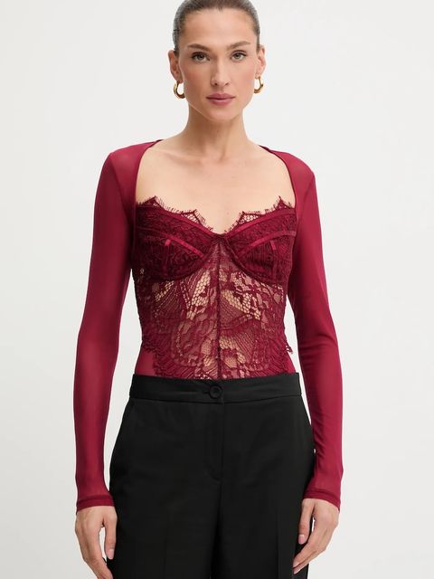 Bardot body damskie kolor bordowy wzorzyste 51150TB3 - zdjęcie produktu nr 1