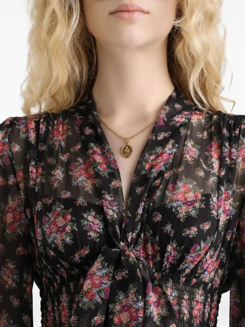 Dolce & Gabbana long-sleeves floral midi dress - Black