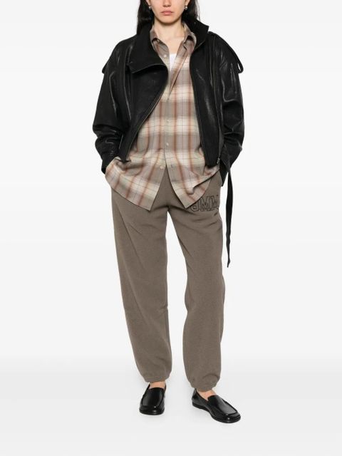 MM6 Maison Margiela logo-embroidered fleece track pants - Brown