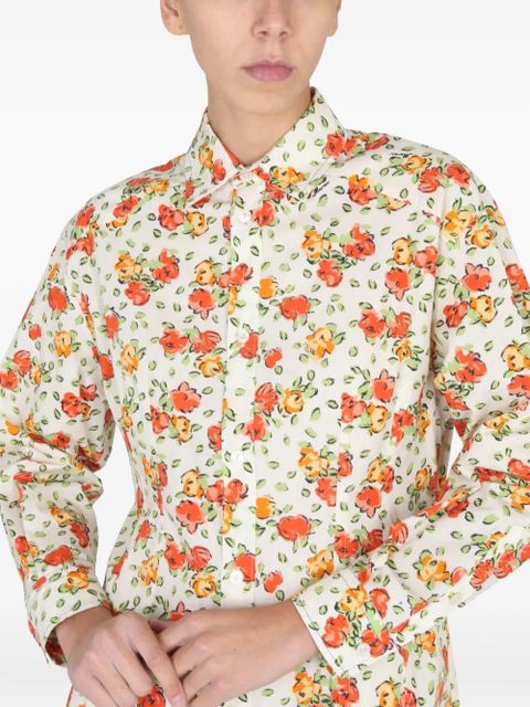 Marni floral-print shirt mini dress - Neutrals