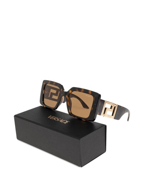 Versace Eyewear Greca-detail rectangle-frame sunglasses - Brown