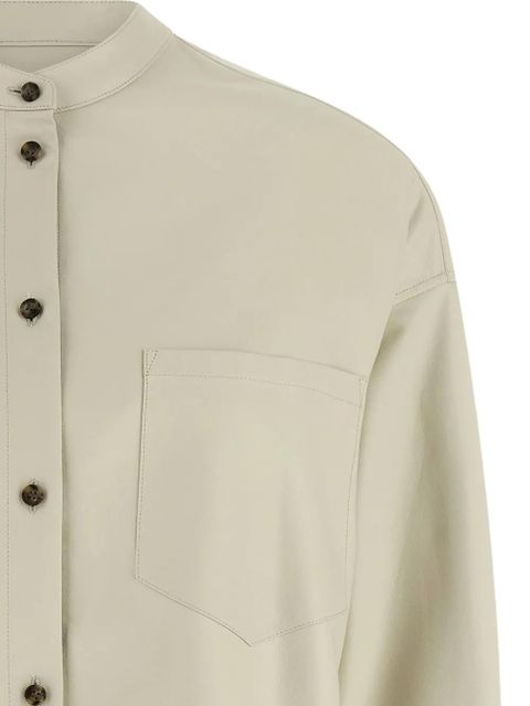 Yves Salomon mandarin-collar pocket leather shirt - Neutrals - zdjęcie produktu nr 2