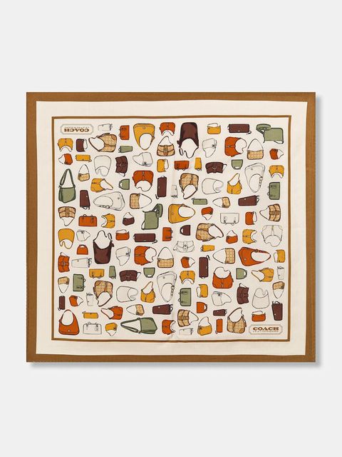 Coach apaszka jedwabna damska kolor beżowy wzorzysta 29CAT23 - zdjęcie produktu nr 1