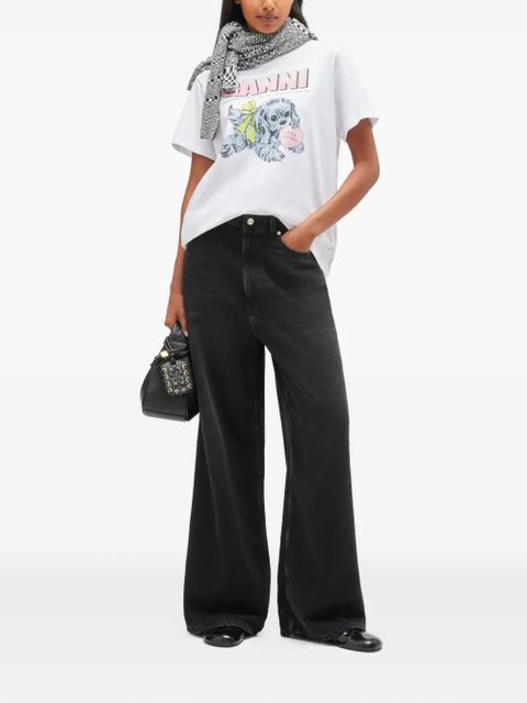 GANNI Puppy logo-graphic T-shirt - White