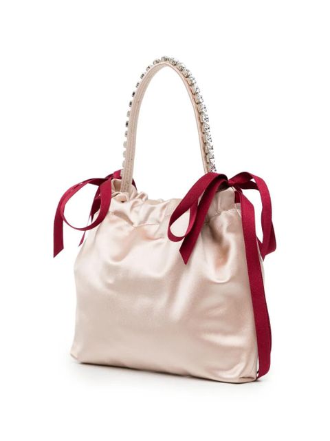 Jimmy Choo crystal-embellished satin bucket bag - Pink