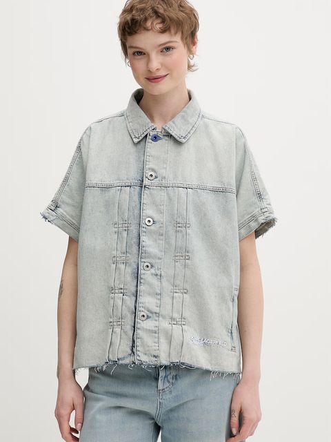 Karl Lagerfeld Jeans kurtka jeansowa damska bawełniana - zdjęcie produktu nr 1