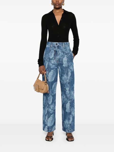 FENDI Sea Garden-print jeans - Blue
