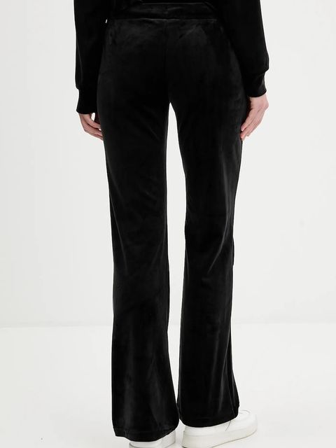Juicy Couture spodnie dresowe welurowe damskie kolor czarny gładkie JCWBJ225311