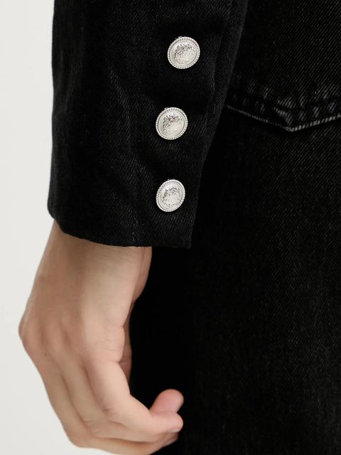 Liu Jo marynarka jeansowa kolor czarny jednorzędowa UF5124.DS025