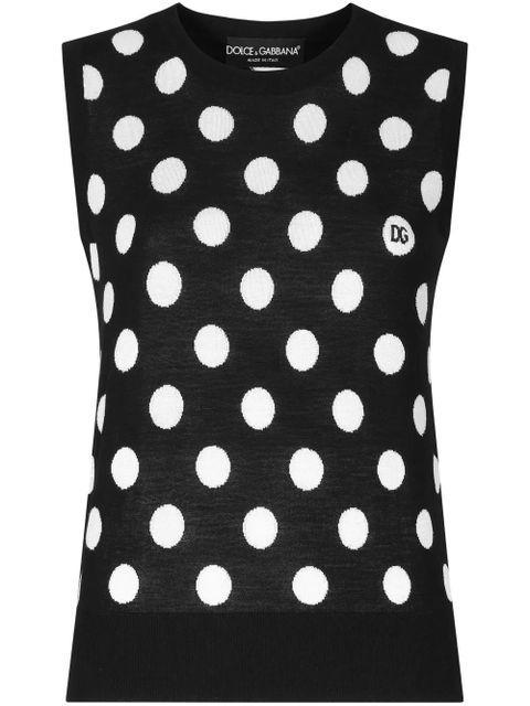 Dolce & Gabbana polka-dot knitted vest - Black - zdjęcie produktu nr 1
