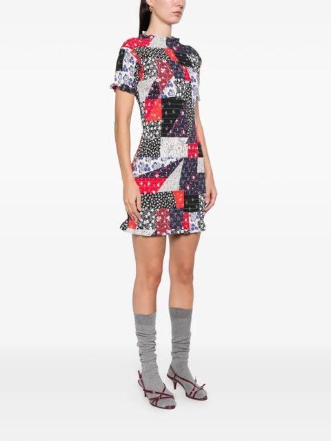 Miu Miu patchwork mini dress - Blue