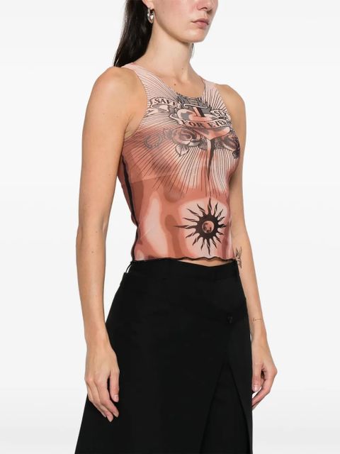 Jean Paul Gaultier graphic-print tank top - Neutrals