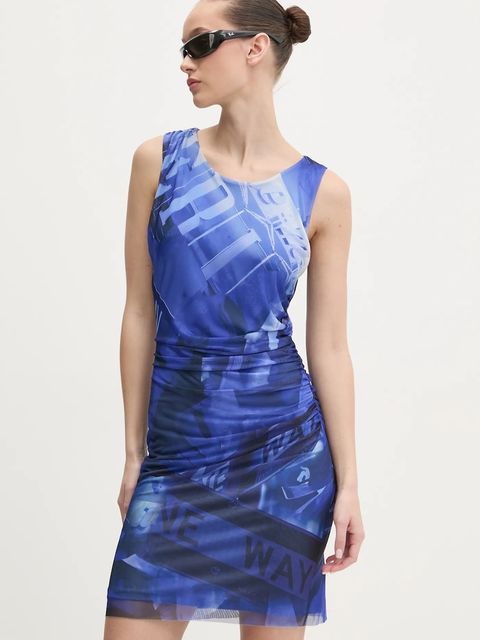 Desigual sukienka BRATISLAVA kolor niebieski mini dopasowana 25SWVK47