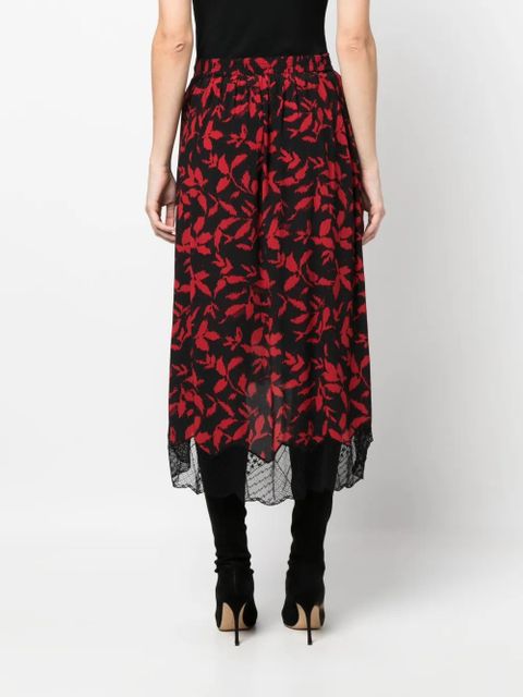 Zadig&Voltaire Joslin leaf-print midi skirt - Black