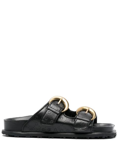 Marine Serre logo-debossed leather sandals - Black - zdjęcie produktu nr 1