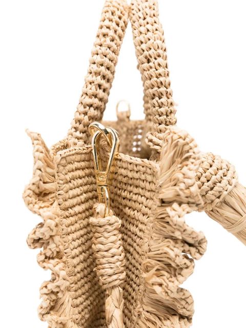 MC2 Saint Barth mini Volant ruffled-trim embroidered tote bag - Neutrals - zdjęcie produktu nr 2