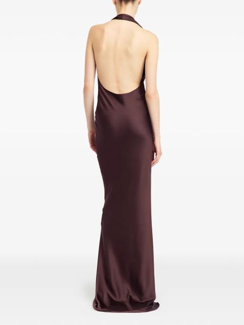 16Arlington Maren halterneck satin maxi dress - Brown