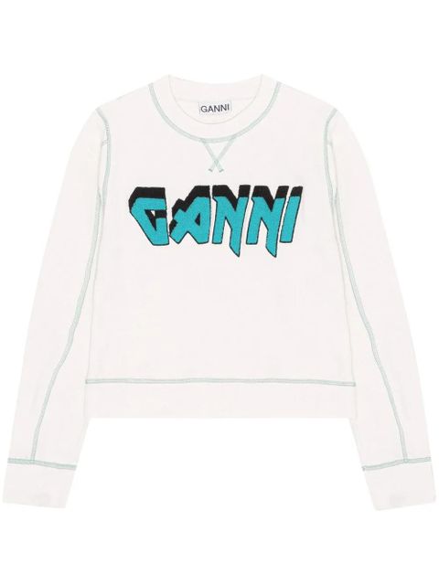 GANNI Isoli Rock logo-embroidered T-shirt - White
