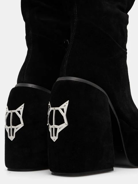 Naked Wolfe kozaki Space damskie kolor czarny na słupku Space Black Kid Suede