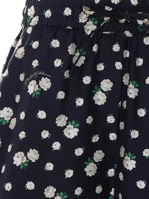 Dolce & Gabbana floral-print silk shorts - Black