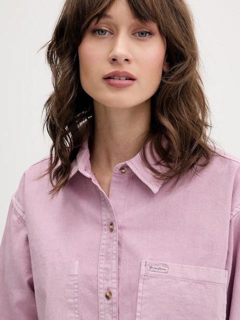 Guess Jeans koszula jeansowa damska relaxed z kołnierzykiem klasycznym W5BH0D D0851